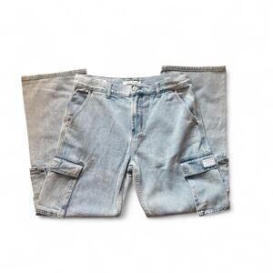 PACSUN Light Wash Baggy Cargo Jeans
